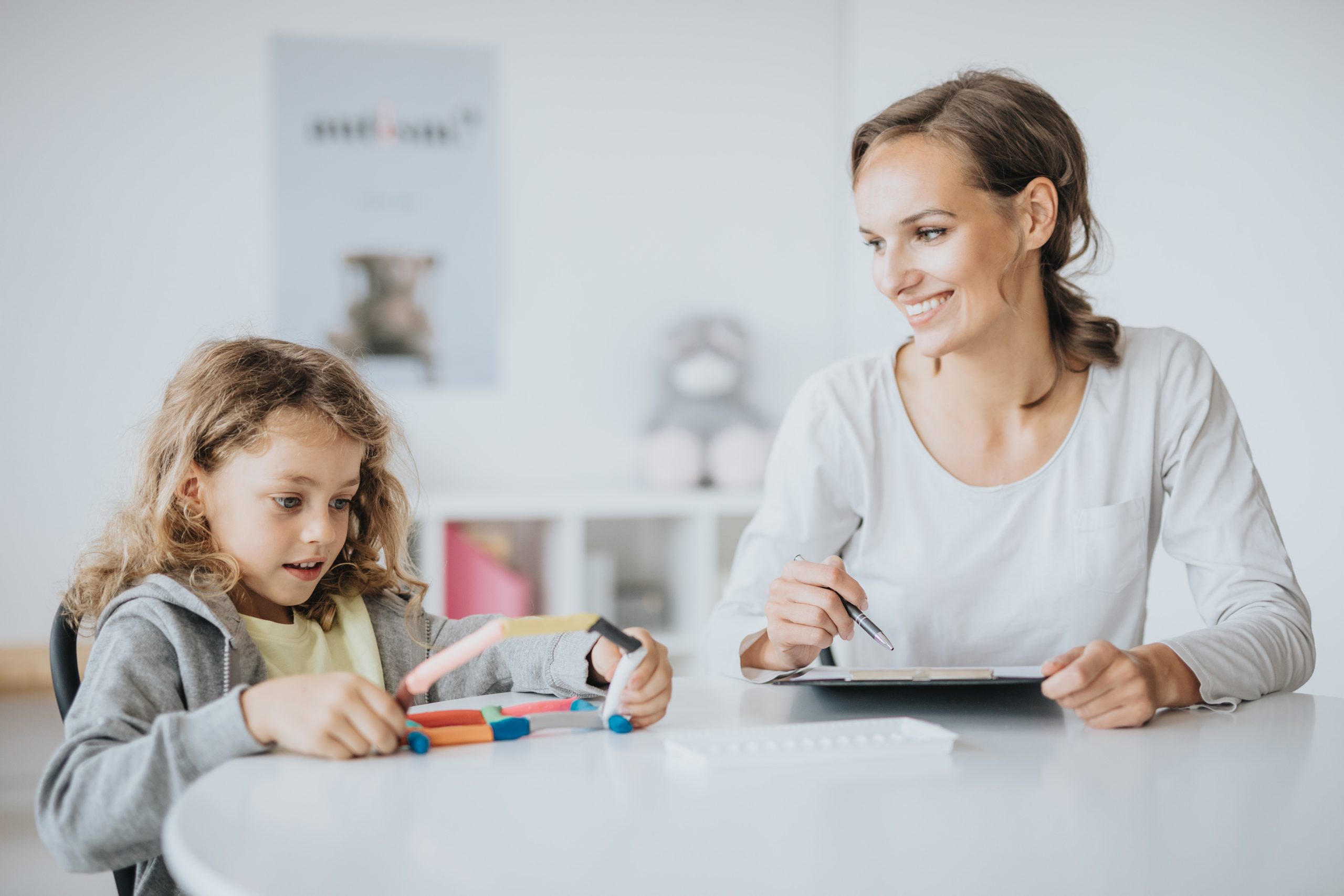 Child and counsellor connecting through play