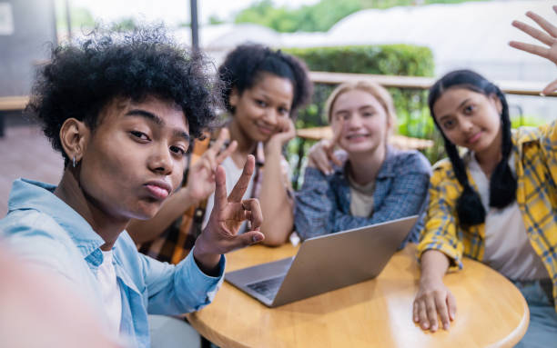 Teens talking together