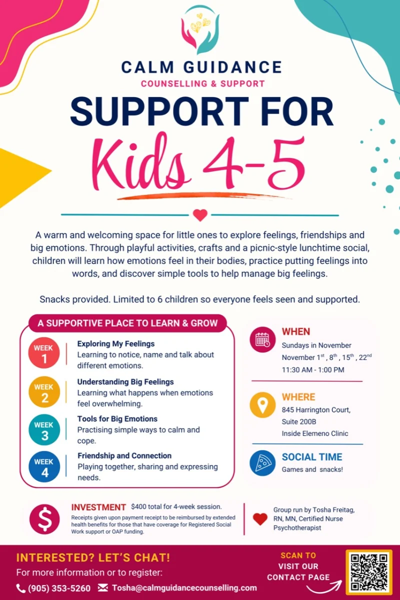 November 2026 Support for Kids ages 4–5 group flyer